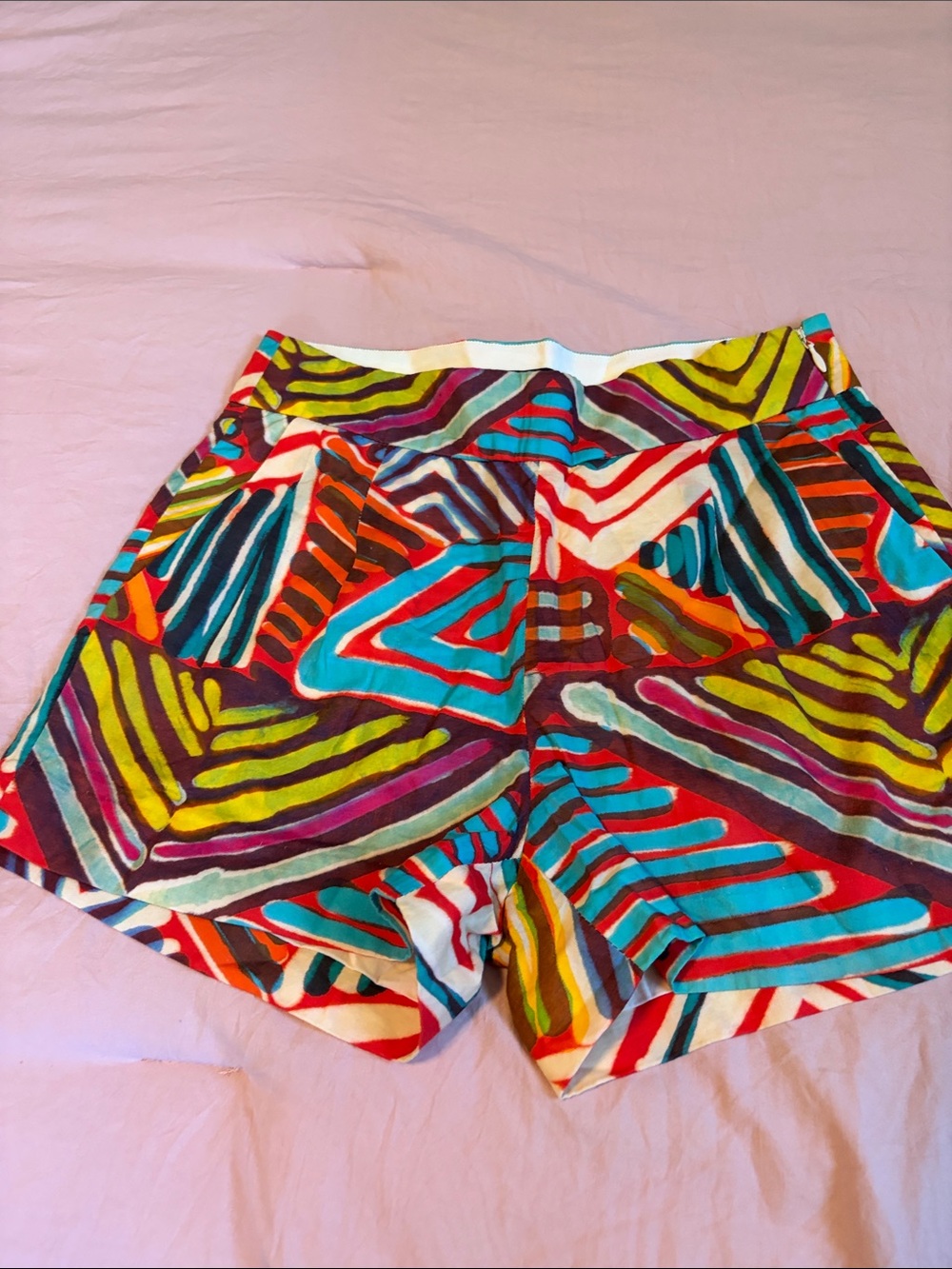 J. Crew Multicolor Abstract Stripe High-Waist Women's Shorts